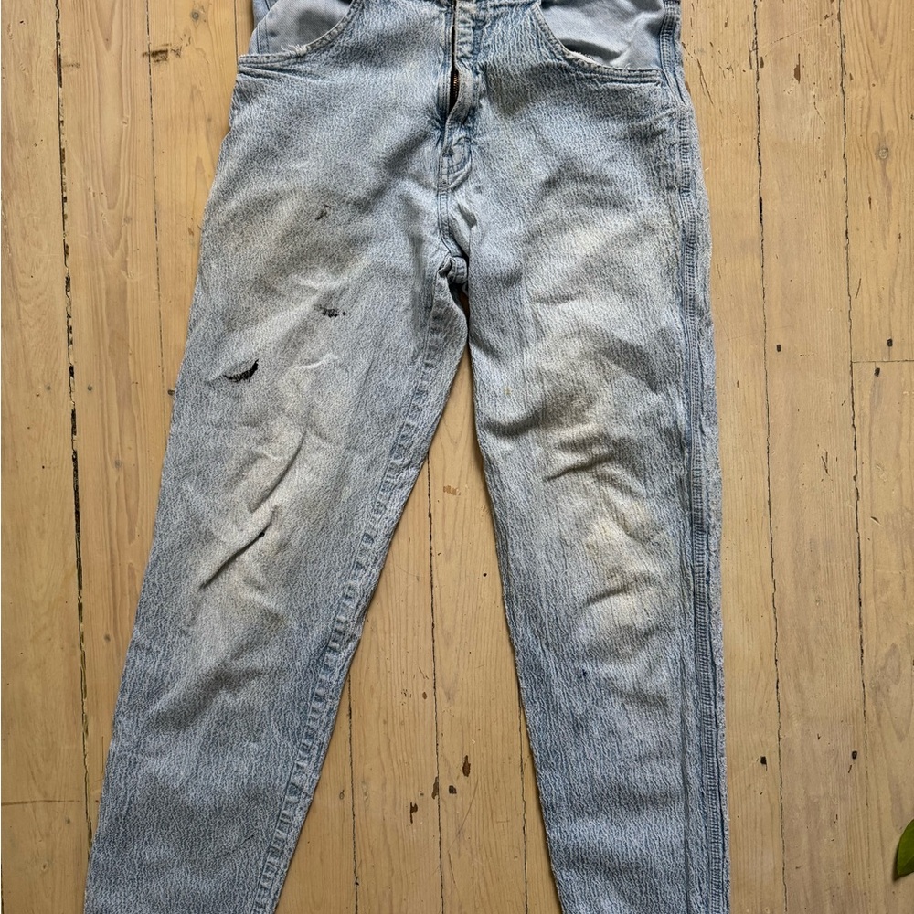 Men's 32 Light Blue Denim Jeans Button Top